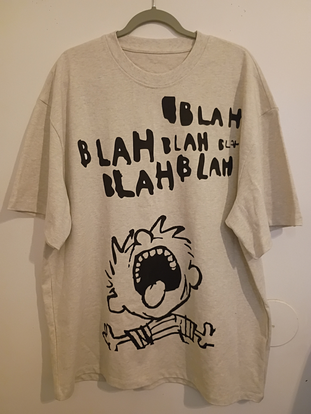 Source Unknown Beige Graphic 'Blah Blah' Short Sleeve Tee Very Heavy Duty Cotton